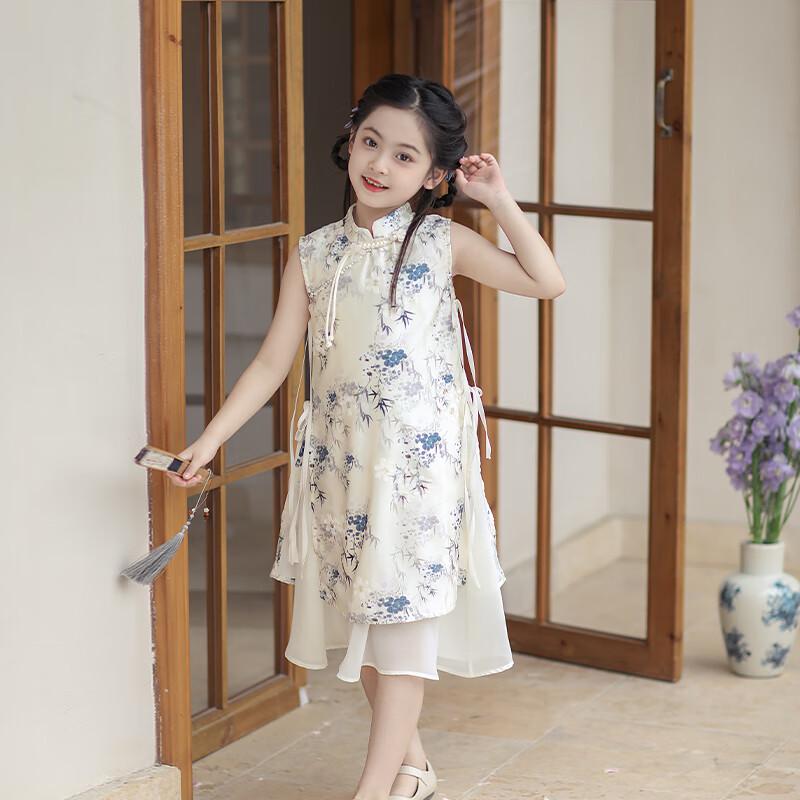 Girls' Summer Hanfu-Style Cheongsam Dress