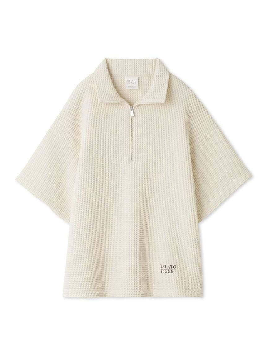 

Вафельный пуловер на молнии до середины [Gelato Pique]