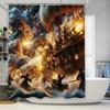 Adventure-themed Shower Curtain Featuring Epic Sea Battle with Pirate Ships, Perfect for Adding a Touch of Excitement To Your Ba