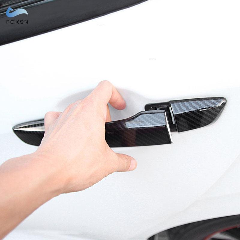 ABS Carbon Fiber Style / Glossy Black Exterior Door Handle Pull Cover Trim For Honda Civic 10th 2016 2017 2018  