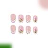 24 Pcs French Tip Press On Nail Short Oval False Nail Flowers Acrylic Nail Simple Full Cover Stick On Nail
