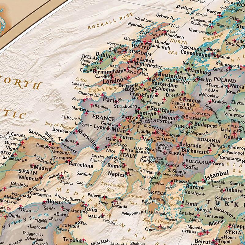 Vintage World Map (With Countries),Decorative Hanging Picture Photography Background Banner for Birthday & Photo Booth