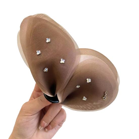 Women Hair Clip Bowknot Shape Mesh Yarn Summer Large Back Head Hair Claw Scalp-Protective Hair Accessory