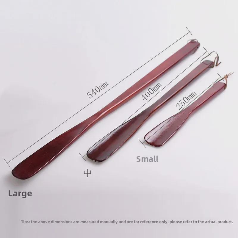 Exquisite Lotus Wood Shoehorn: 2 Colors, 3 Sizes, Durable Wooden Handle.