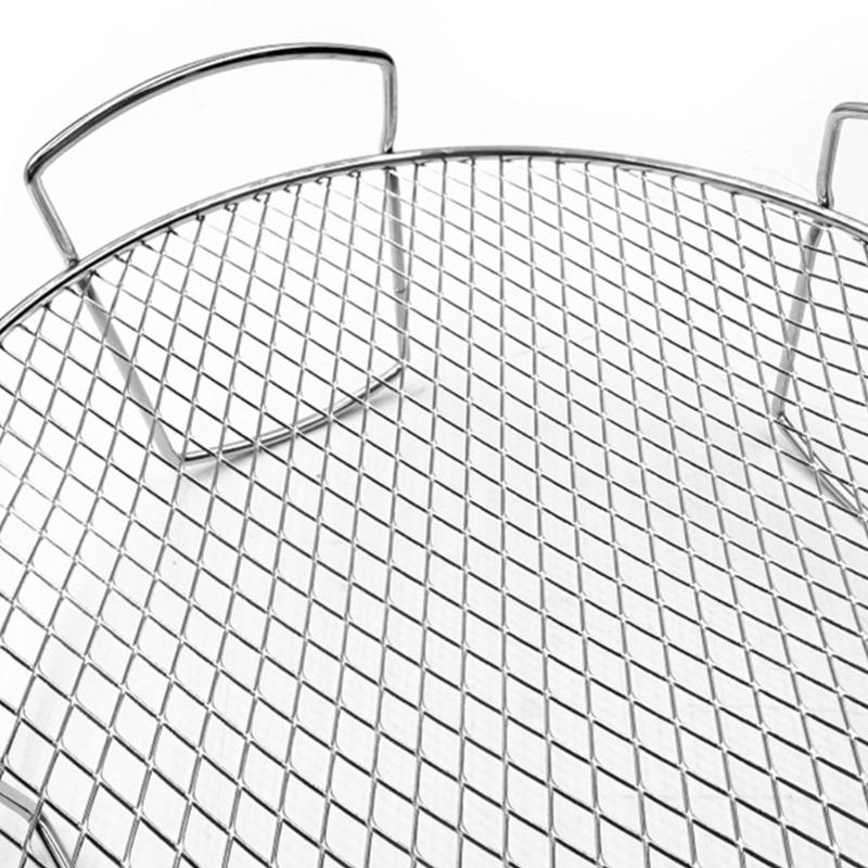 Stainless Steels Round Air Fryers Rack 20Cm Raised Mesh Wire Rack with Side Handle for Grilling, Reheating Food, Greases Draining, and Daily Kitchens
