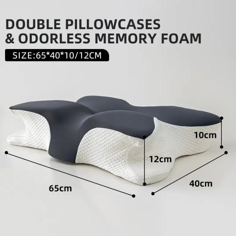 5 Colors Butterfly Neck Pillow Memory Foam Orthopedic Cervical Support Pillow for Pain Relief and Health Care