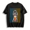 Astronaut With Flame Skateboard Graphic Casual Tee Top Pure Cotton T-shirt