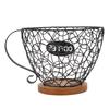 Coffee Pod Holder   Metal Coffee Capsule Storage Basket with Wood Base for Kitchen Countertop