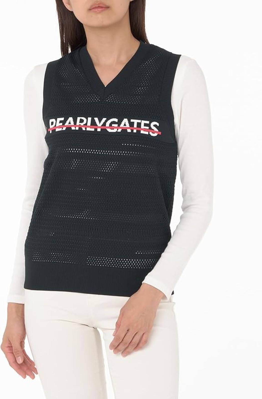 

crew neck knit vest heat Golf Navy 1 [Pearly Gates] Women s (UV protection, shielding, anti-see-through) / / 055-4273802 120_Dark [M]