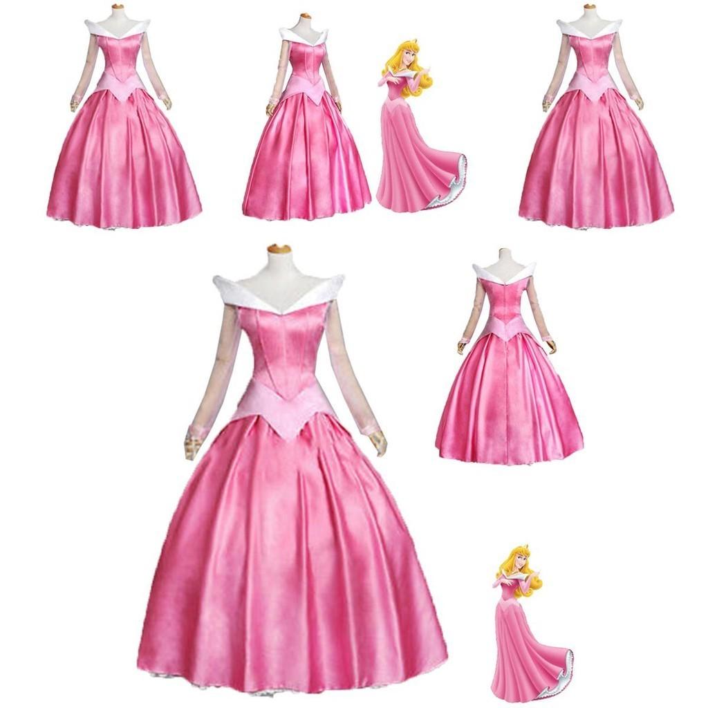 Bezauberndes rosa Dornröschen Aurora Ballkleid Kostüm für Damen mit Puffärmeln