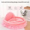 Fantasy Bow Lace Pet Bed Cute Large Dog Beds Cat Pet Sofa Detachable Oval Pink Princess Pet Bed Basket For Dog Wedding Furniture