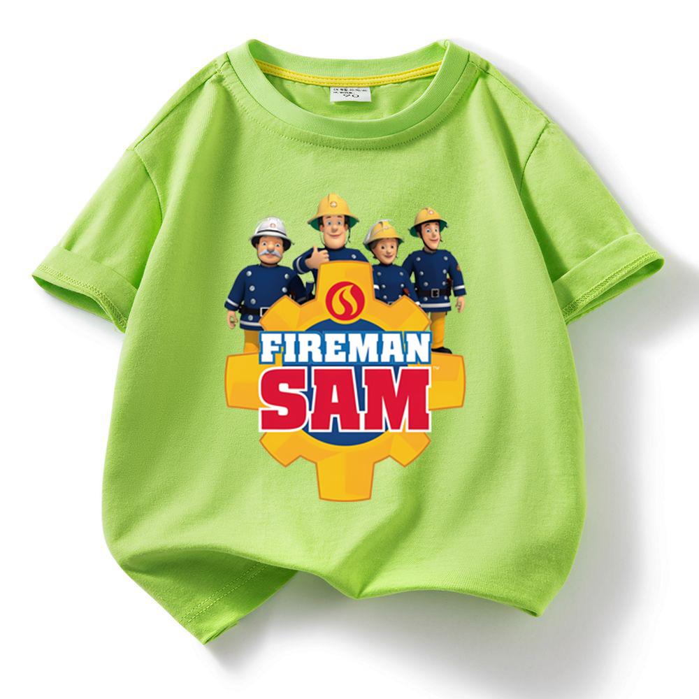 Kids Cotton Tshirt Fireman Sam Boys Girls Cartoon O-Neck Tee Toddler Short Sleeved Tshirt Childrens Summer Clothing Fashion Top