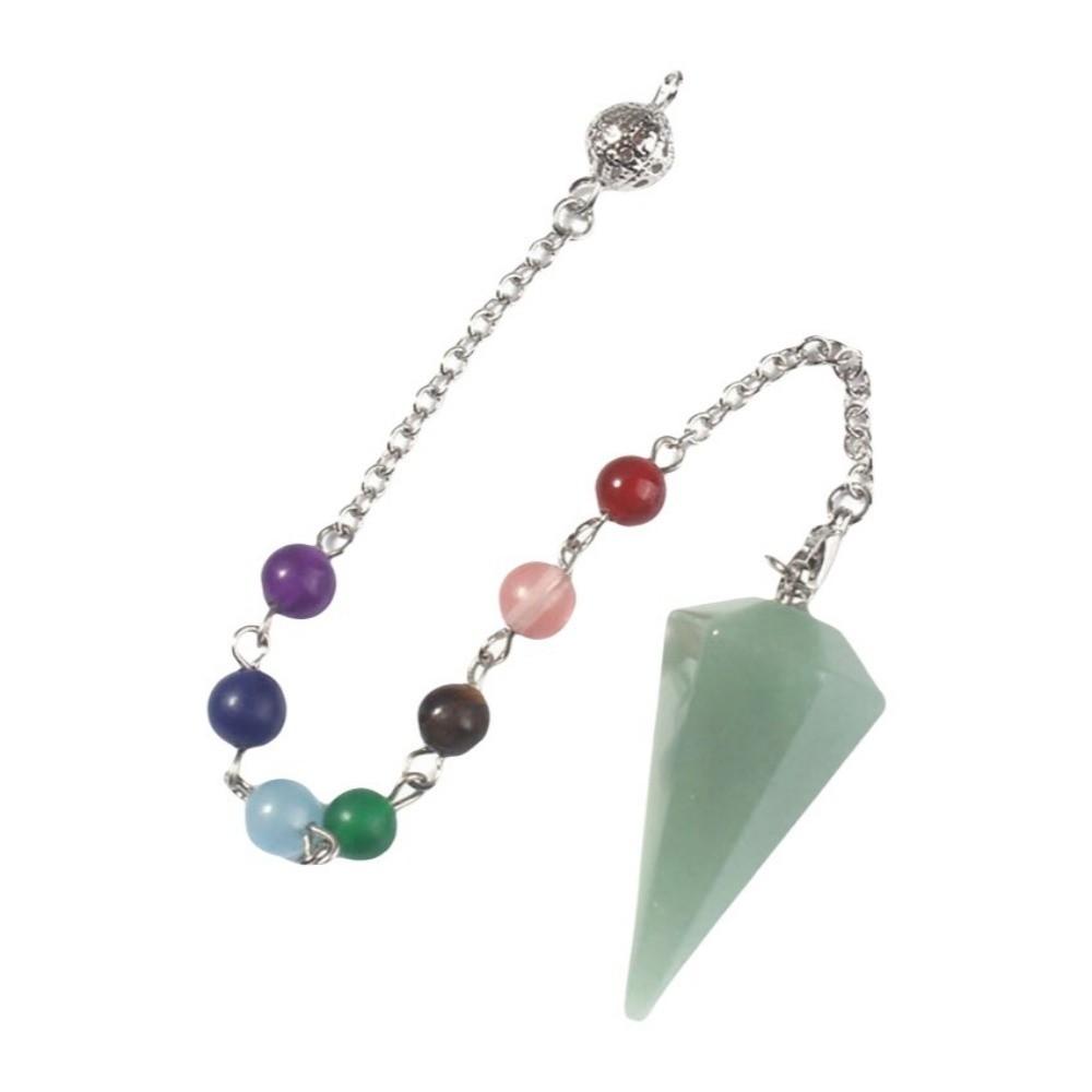 Cone Shape Pearl Crystal Pendant Rainbow Color Bead Chain Healing Crystal Pendant Random Pattern Portable