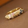 Elegant Floral Shaped Synthetic Gemstone Ring Copper Material Women Ring For Commute