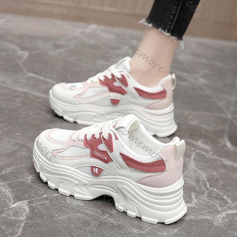 Fashion Comemore Fashion Women Breathable Sneakers Spring Autumn Mesh Lace-up Casual Walking Shoes Ladies Platfotm Tennis Vulcanize Shoe