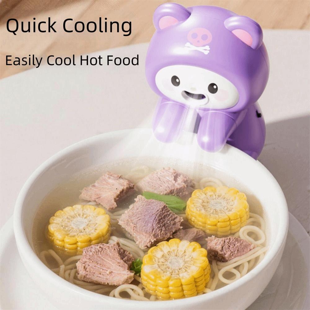 Air-Blowing Attachmen Food Cooling Fan Cute Cartoon Design Mini Clip on Fan Travel Use