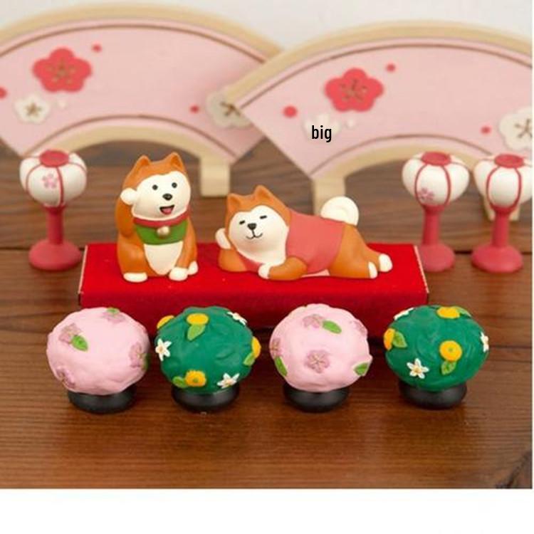 Shiba Inu Lucky Mascot Handmade Resin Ornament - Colorful New Year Miniature Craft