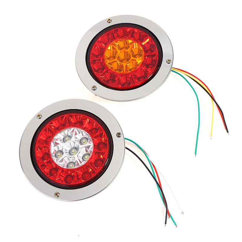 16 Led Car Round Amber Red Taillights Rear Stop Brake Running Reverse Lamp