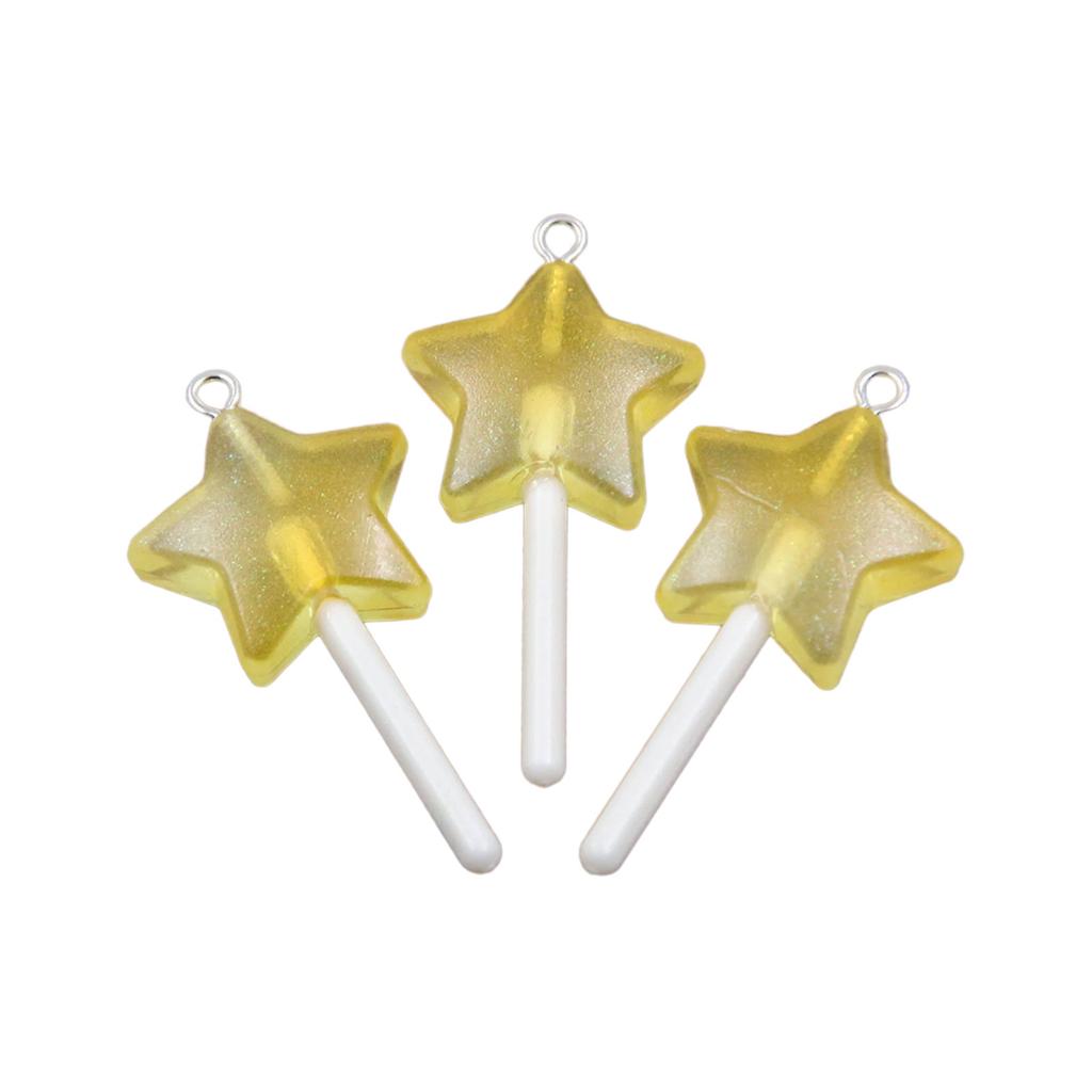 3 Pieces Unique Star Heart Circle Lollipop Pendant With Sturdy Resin Materials Coating for Everyday Casual Wear