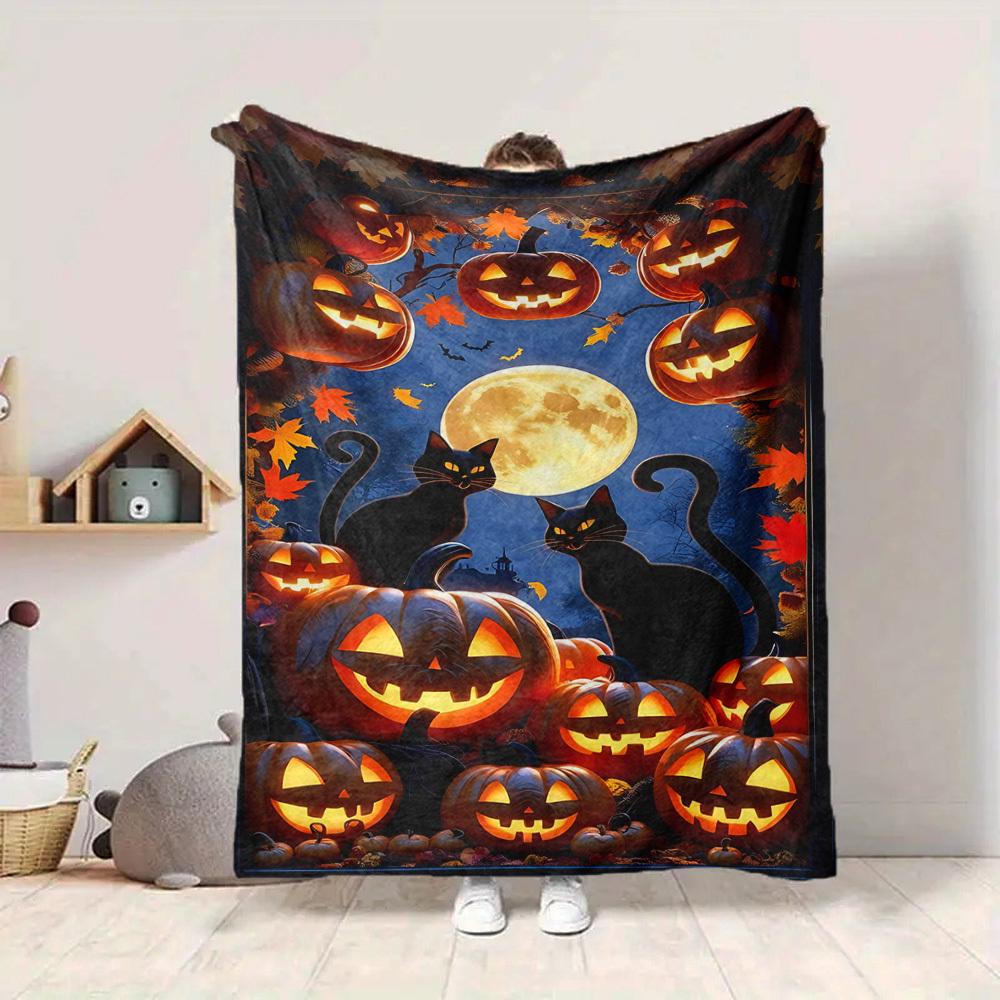 1pc Halloween pumpkins Blanket Lightweight Flannel Blanket Throw Blanket For Sofa, Bed, Travel, Camping, Livingroom, Office yy251015192