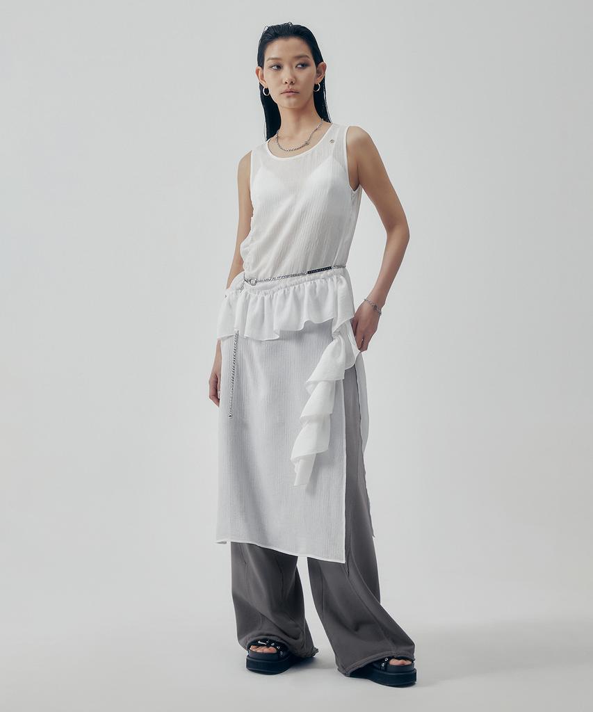 Teulimingbeodeu Ruffle Sleeveless One-Piece [White]