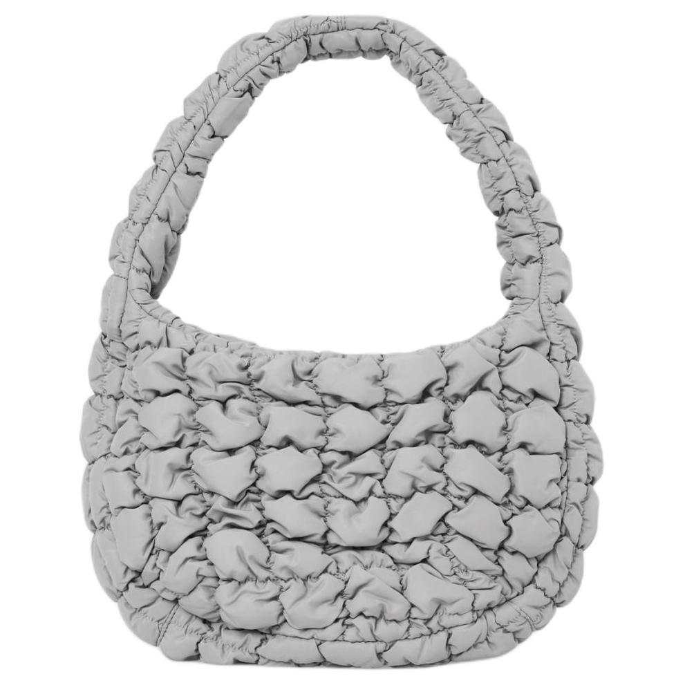 COS Quilted Design Top Zip Closure Polyester Mini Handbag Women handbags Gray 0973537052 Gray,Mini