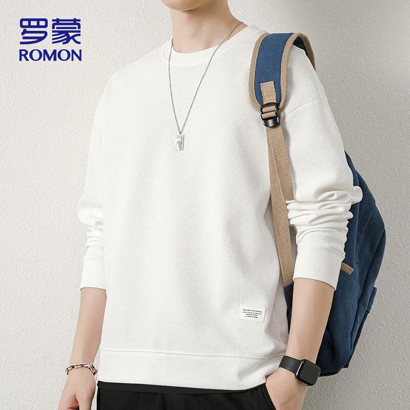 ROMON Men's Long Sleeve Round Neck Casual Top