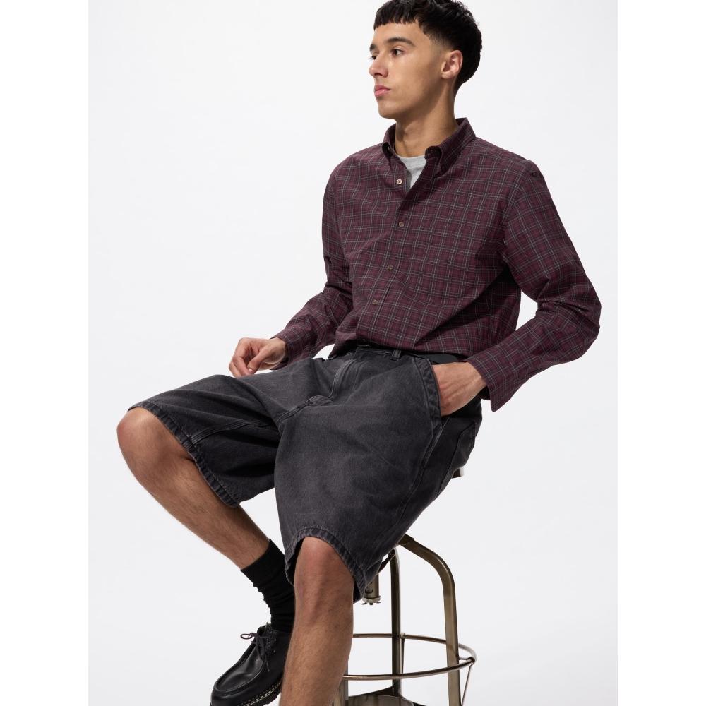 

Uniqlo Рубашка из широкой ткани Длинный рукав Клетка D 19 WINE/UNISEX L