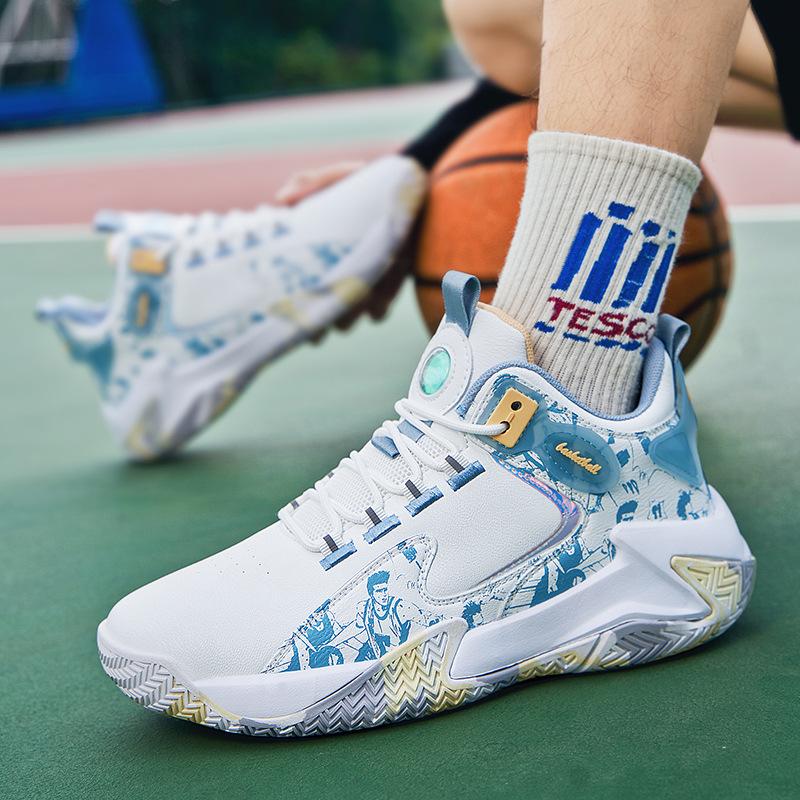 8870 Men's Women's Shoes Basketball Low Top Leather Surface Graffiti Colorful Fashion Training Plus Size Sports Couple