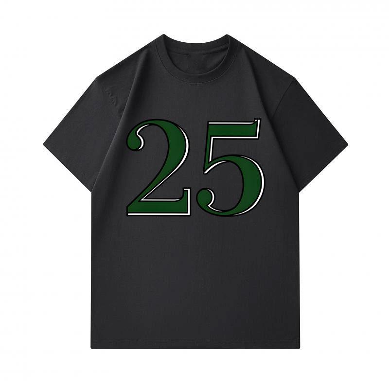 Men's 100% Cotton Crew Neck Short Sleeve T-Shirt, Casual Classic Number 25 Graphic Printed Soft Breathable Summer Daily Wear Tee for Men