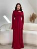 European & American Solid Color Long-Sleeved Slimming Dress for Spring/Autumn