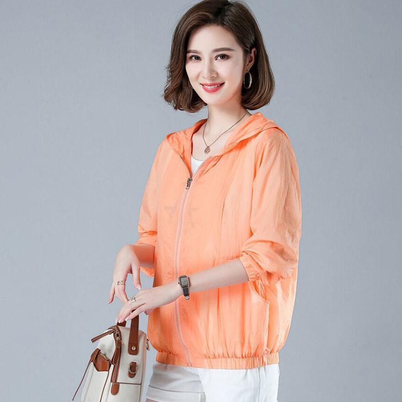 Hooded Thin Jacket Women's Sunscreen Clothing Long Sleeved Breathable Short Coat Daily Simple Casual Summer