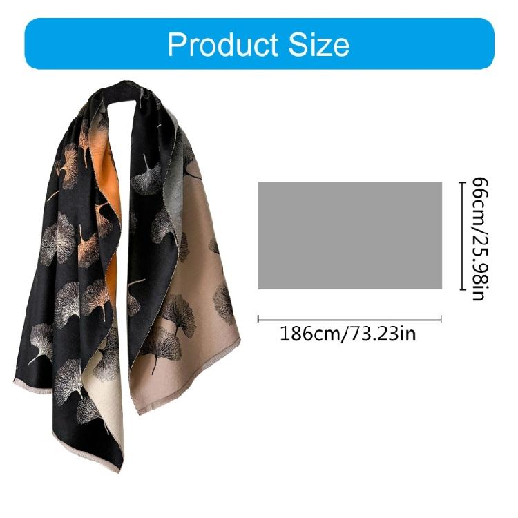 Oversized Shawl Wrap Leaf Print for Women Warm and Soft Multicolor Wrap