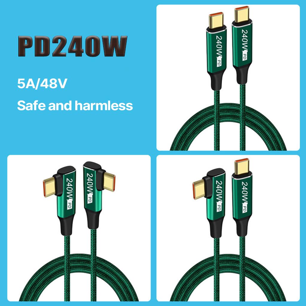 USB Type-C To C Cable PD 240W Fast Charging Cable for Game Switches Laptop Notebook Phone Charger Cord 480Mbps