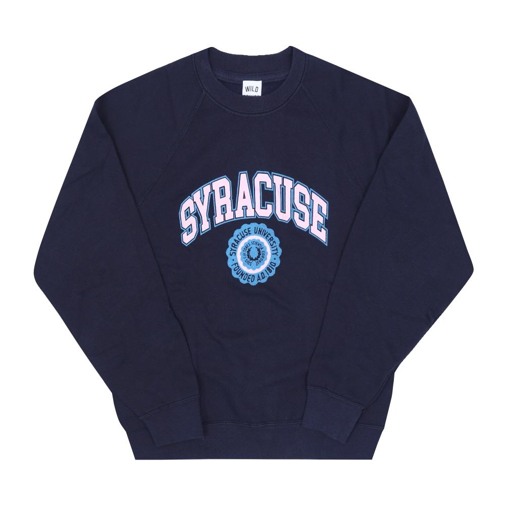 Wild Donkey Unisex Sweatshirt Deep Navy Syracuse Lettering Logo FR-SYRACUSE DEEP NAVY (S)
