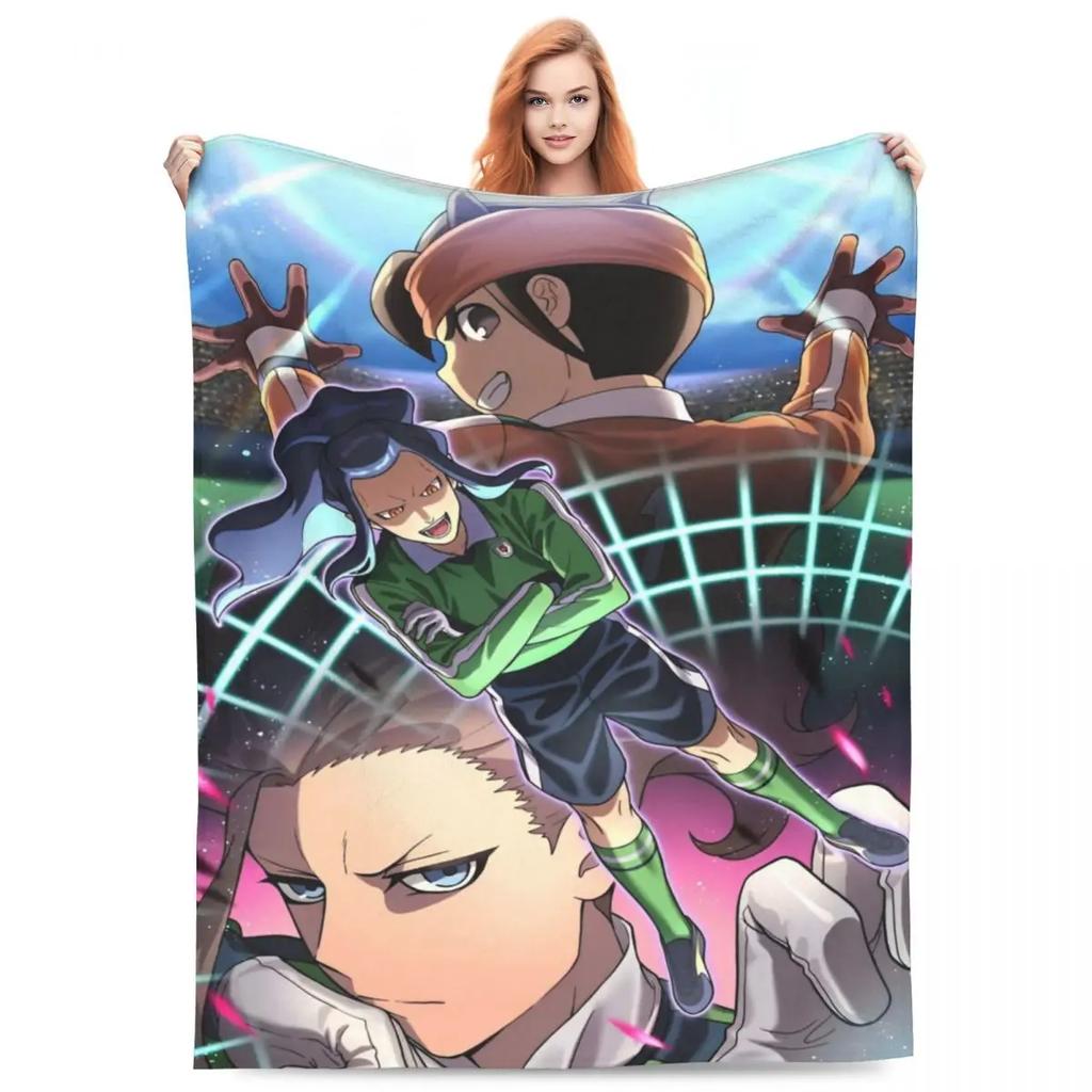 Inazuma Eleven Decken Flanell Textil Dekoration Videospiel Sportspiel Atmungsaktiv Weich Überwurfdecken für Zuhause Reise Steppdecke