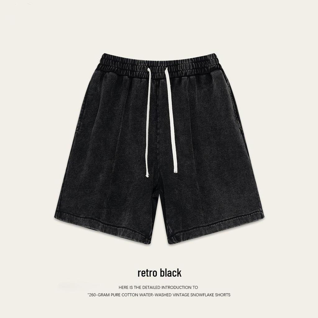 Herren Hong Kong Stil Vintage Gewaschene Baumwollshorts – Trendy, Locker, Vielseitig, 260g Fünf-Punkt Lässiger Stil