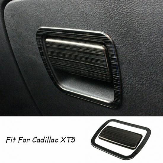 For 2016-  Cadillac XT5 Black Steel Co-Pilot Storage Box Handle Trim 2pc
