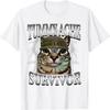 iDestiner Tummy Ache Survivor Cat Meme Funny Saying Cats Animals T-Shirt