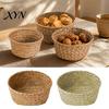 Handmade Woven Baskets Handwoven Rattan Desktop Storage Basket, Round Organizer, Multiple Sizes Pastoral Home Decor Snack Container for Kitchen