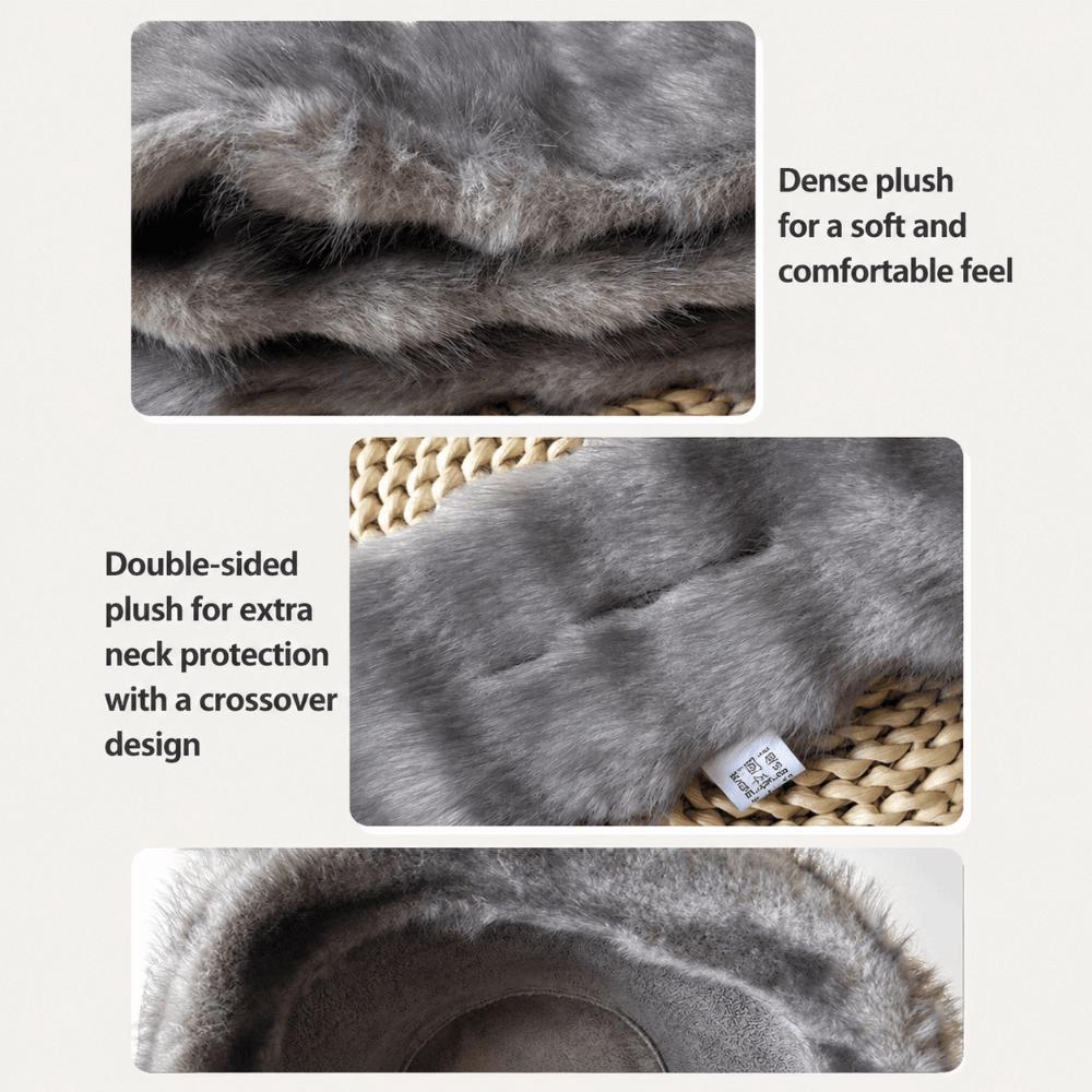 Faux Fur Winter Hat Scarf Set Thick Warm Fisherman Hat Scarf Fashion Plush Snood Scarf Women