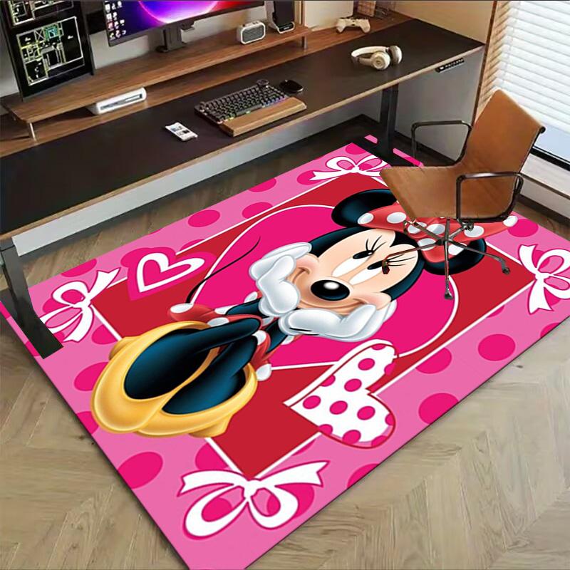 Cute Minnie Mouse Carpet for Playroom Bedroom Living Room Sofa Home Decor,kids Game Area Rug Non-slip Floor Mat