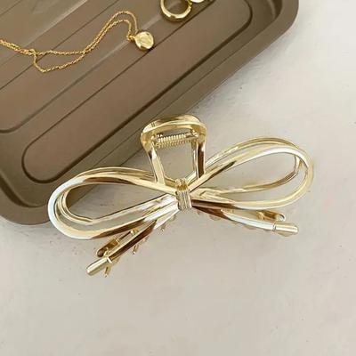 Frauen Haar Klaue Hohl Geometrische Bowknot Form Haar Clip Anti-rutsch Zähne Zurück Kopf Haar