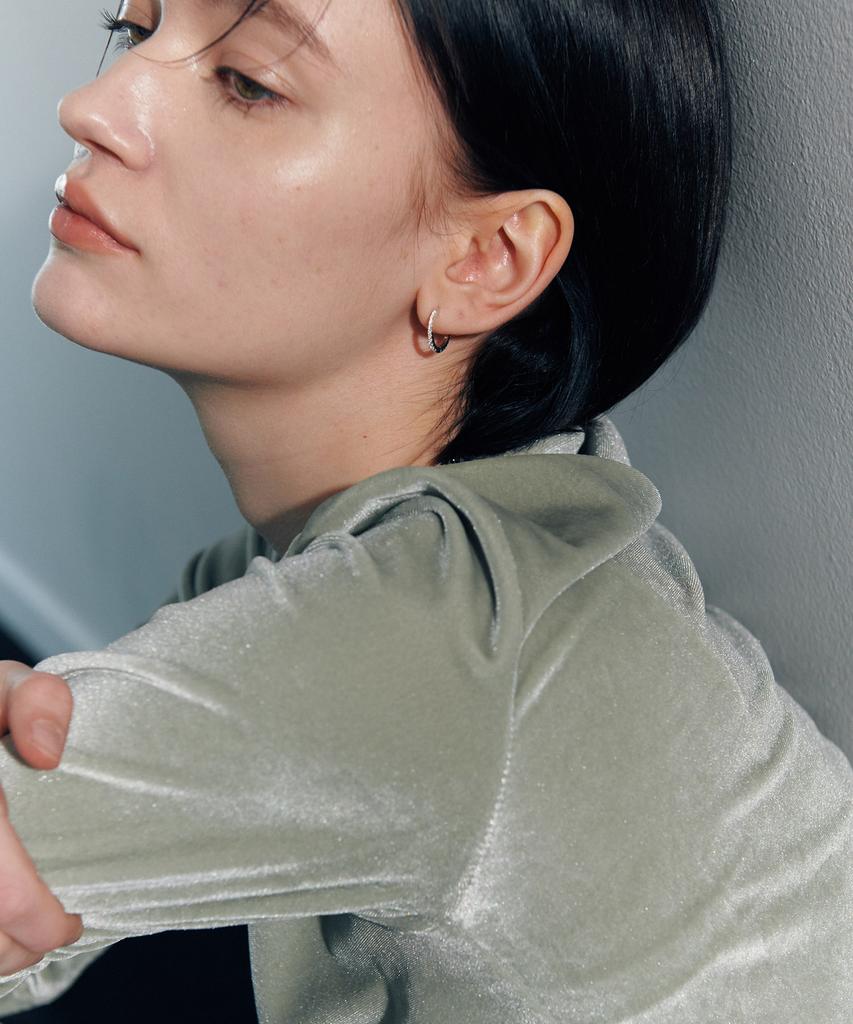 Verte [925 Silver] Deux.Silver.182 / Epais Anse Dew Earring