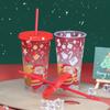 New Plastic Color Changing Cup Discoloration Dining Supplies Cold Drink Cup 710ml Reusable Straw Cup Christmas