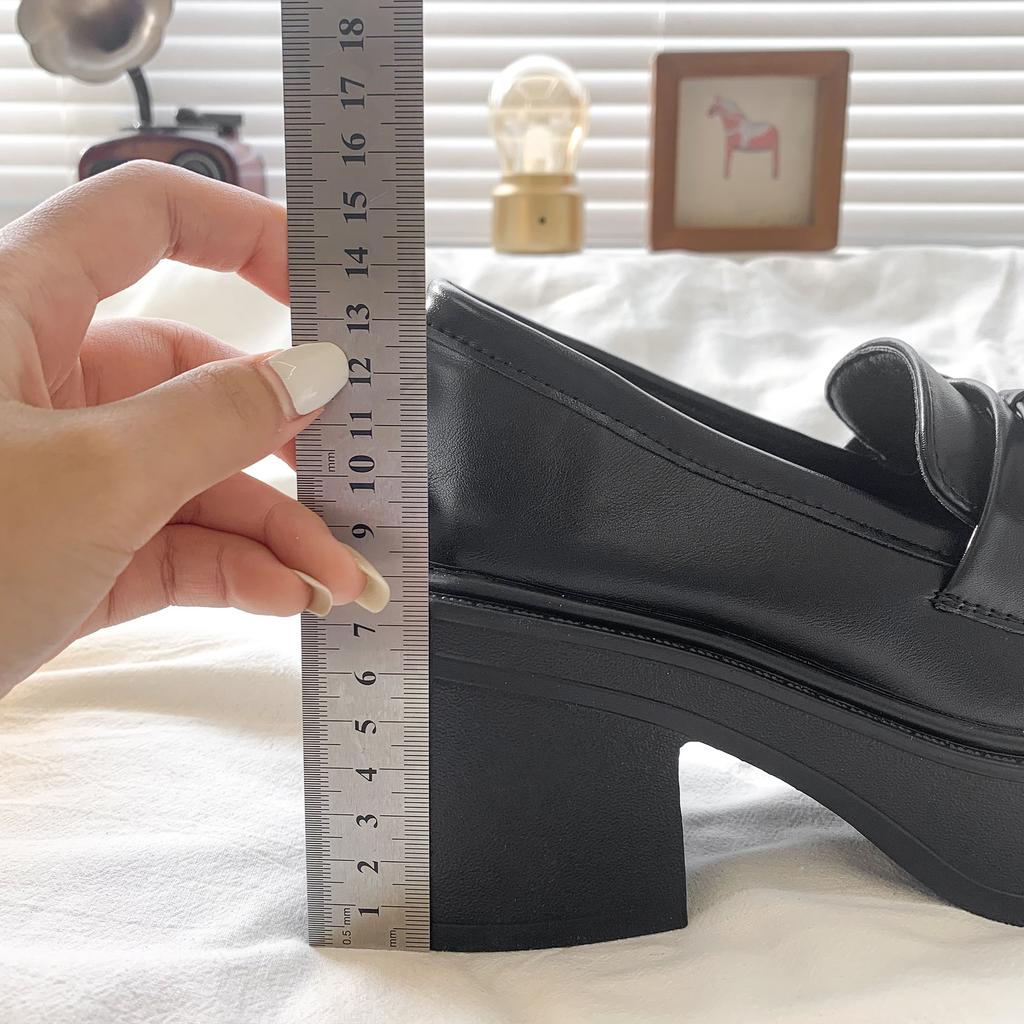 French Heightening Loafers Women's 2025 Autumn New Retro British Versatile Thick-soled Thick-heeled Mary Jane Small Leather Shoes