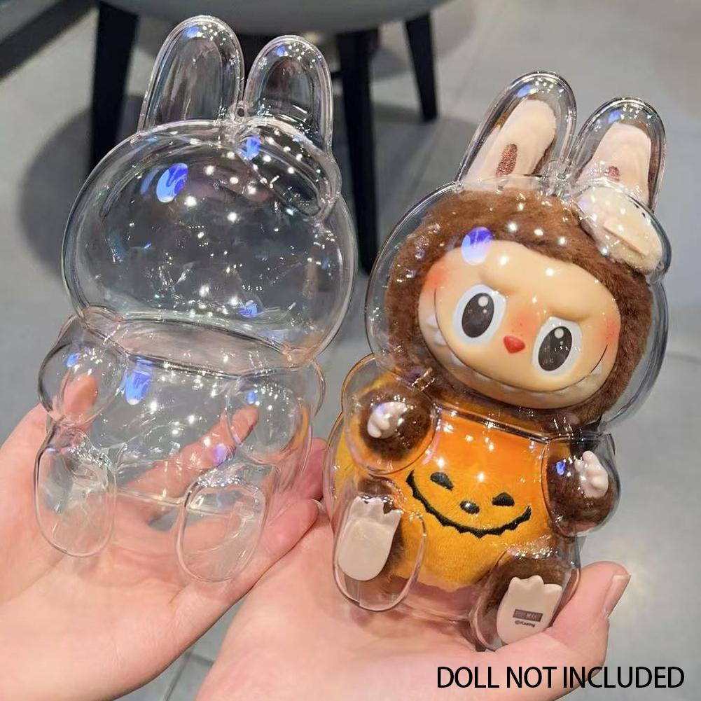 

1 шт. Акриловый кейс для хранения плюшевых кукол, сумка для демонстрации, на Хэллоуин, тыква, Labubu (без куклы), прозрачный