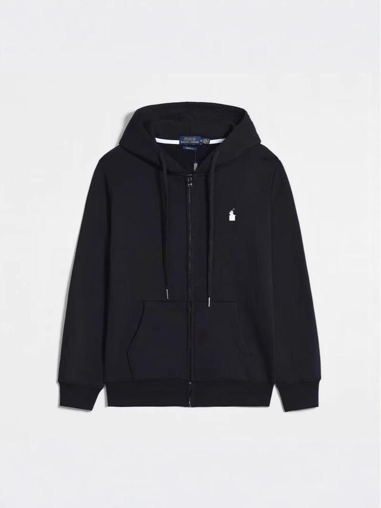 Herrjacka med huva och broderad pikétröja - Lätt, Enfärgad, Rymlig passform, Stora storlekar, Perfekt för vår och höst.