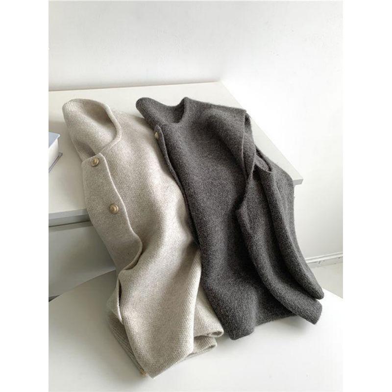 Simple Soft Waxy Knitted Vest Women's Cardigan Sweater Spring Stacked Wear Single-breasted Sleeveless Top Vest