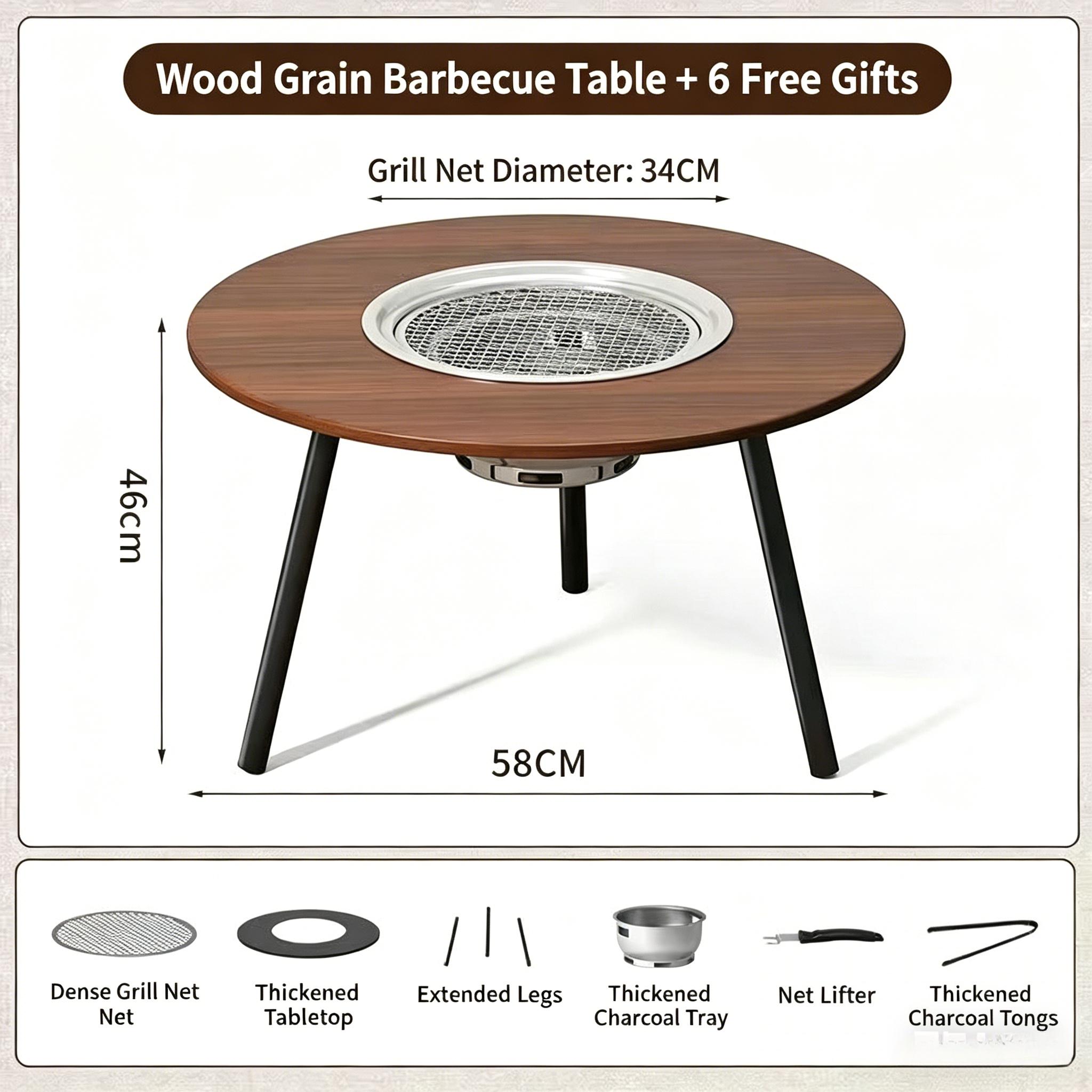 Outdoor Smokeless Barbecue Stove, Portable Folding BBQ Table for Household Charcoal Grilling